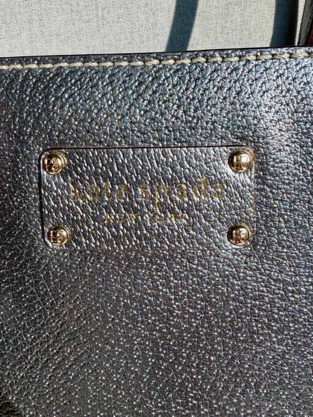 Kate Spade gunmetal Pebbled Leather Structured Tote like new! - Picture 5 of 8